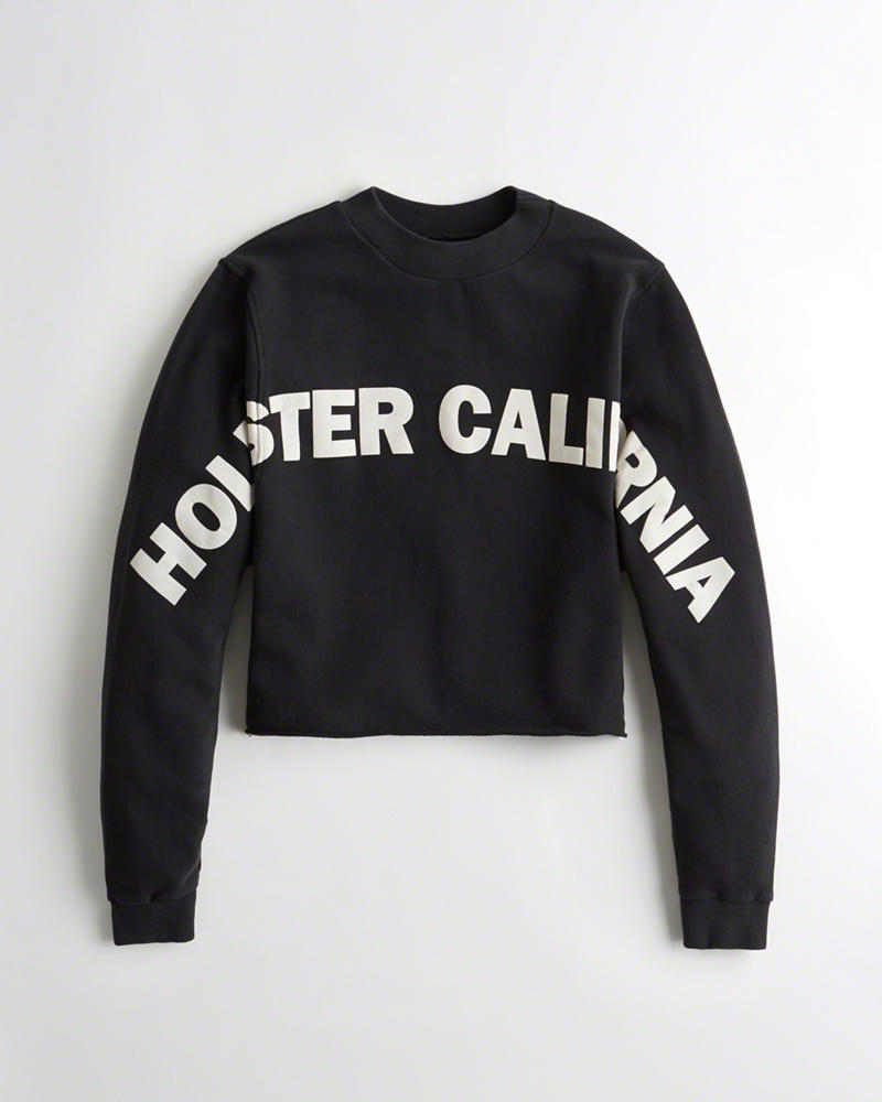 Felpa Hollister Donna Logo Crewneck Nere Italia (921DWXEM)